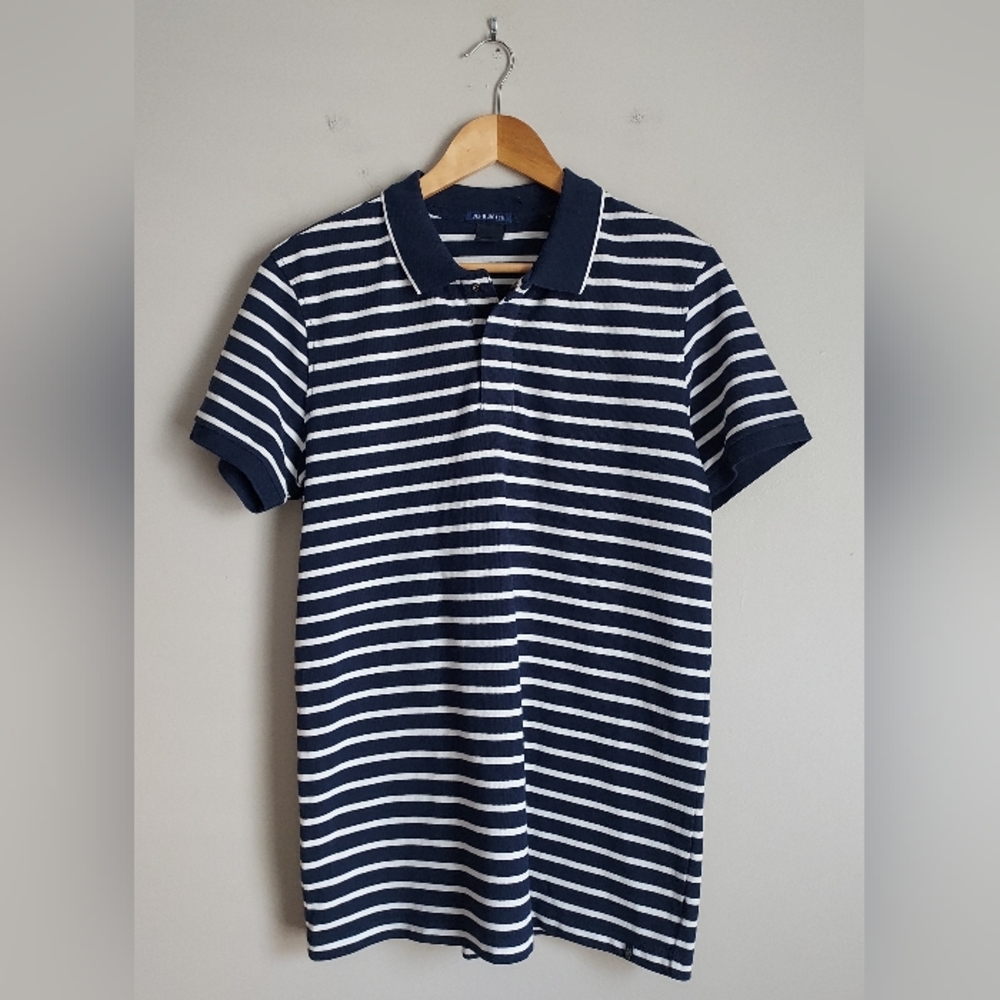 Scotch & Soda Men's Short Sleeve Blue and White Stripe Polo Size Large NEW NWT - Picture 2 of 13